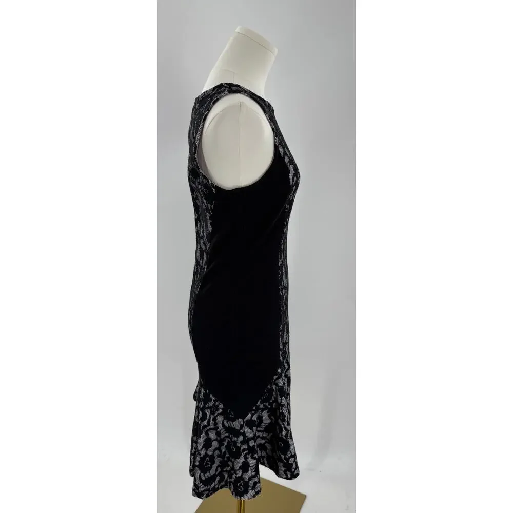 Maeve Anthropologie Black White Lace Dress Stretch Sleeveless Dark Coquette S